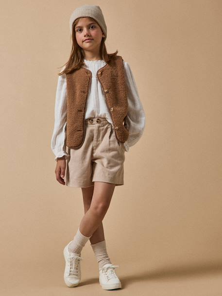 Short velours taille haute fille Beige 5 - vertbaudet enfant 