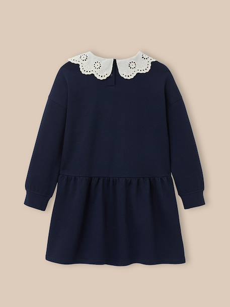Robe grand col brodé - coton biologique Ecru chine+Marine 4 - vertbaudet enfant 