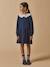Robe grand col brodé - coton biologique Ecru chine+Marine 7 - vertbaudet enfant 