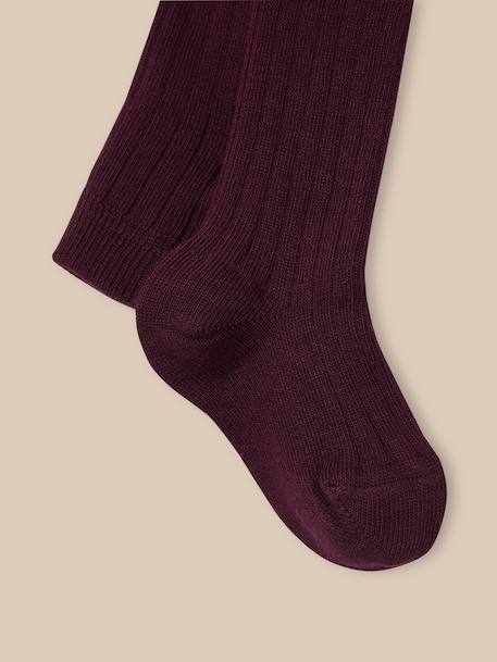 Collants en côtes bébé Bordeaux+Ecru 2 - vertbaudet enfant 