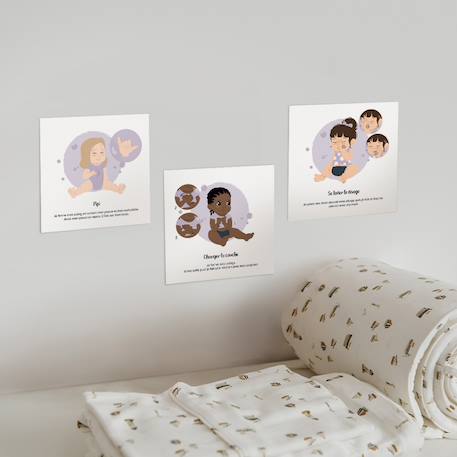 Cartes bébé signe Blanc - Ma famille+Blanc - Mes repas+Blanc - Mon hygiène+Blanc - Rituel du soir+Emotions 18 - vertbaudet enfant 