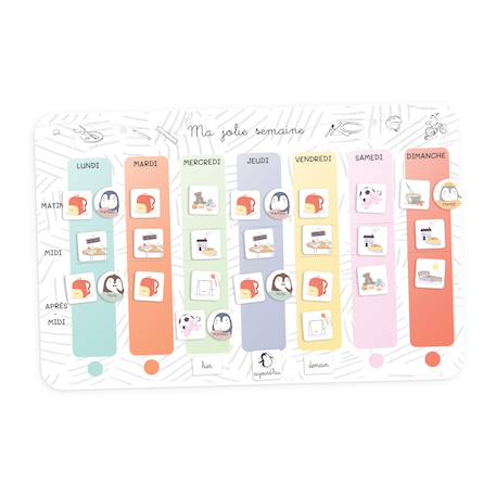 Semainier magnétique enfant Ma Jolie Semaine avec 32 magnets famille Option Famille (+ 32 magnets famille complémentaires pour aider l'enfant à savoir avec qui il est) 5 - vertbaudet enfant 