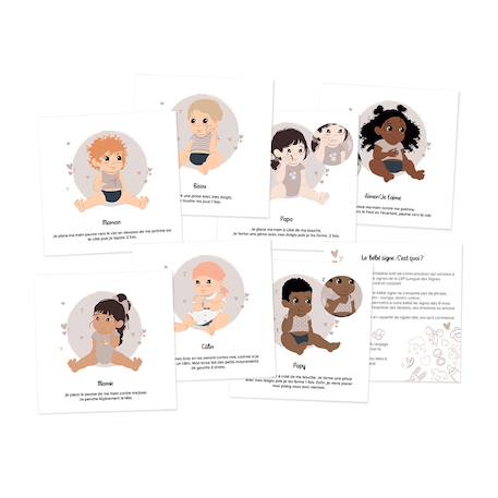 Cartes bébé signe Blanc - Ma famille+Blanc - Mes repas+Blanc - Mon hygiène+Blanc - Rituel du soir+Emotions 3 - vertbaudet enfant 