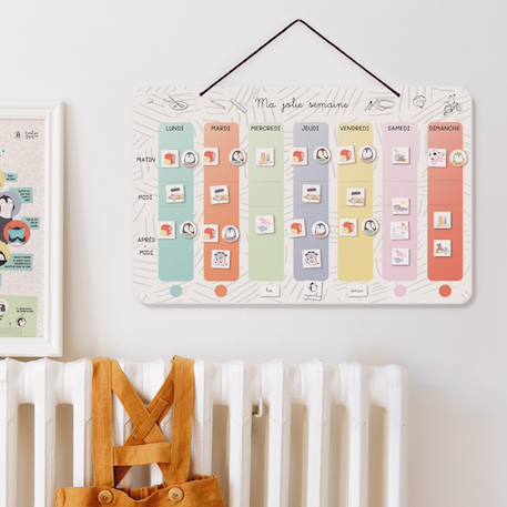 Semainier magnétique enfant Ma Jolie Semaine avec 32 magnets famille Option Famille (+ 32 magnets famille complémentaires pour aider l'enfant à savoir avec qui il est) 2 - vertbaudet enfant 
