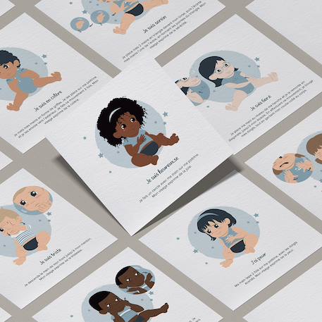 Cartes bébé signe Blanc - Ma famille+Blanc - Mes repas+Blanc - Mon hygiène+Blanc - Rituel du soir+Emotions 26 - vertbaudet enfant 