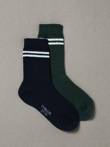Lot 2 paires de chaussettes garçon Vert 1 - vertbaudet enfant 