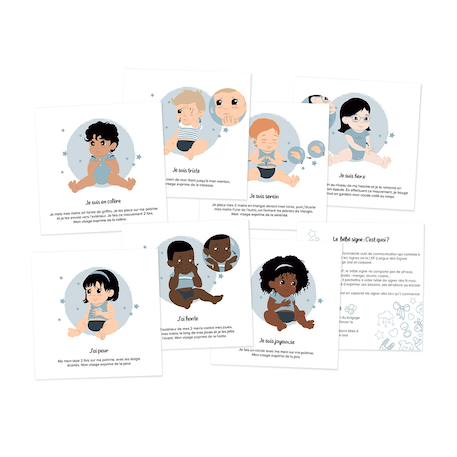 Cartes bébé signe Blanc - Ma famille+Blanc - Mes repas+Blanc - Mon hygiène+Blanc - Rituel du soir+Emotions 27 - vertbaudet enfant 