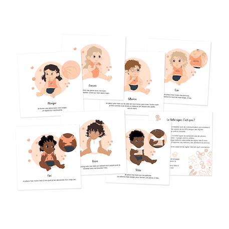 Cartes bébé signe Blanc - Ma famille+Blanc - Mes repas+Blanc - Mon hygiène+Blanc - Rituel du soir+Emotions 9 - vertbaudet enfant 