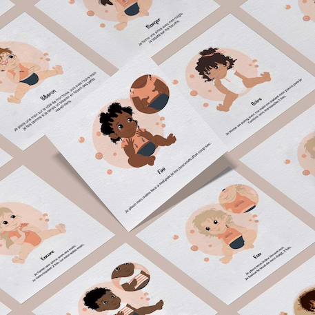 Cartes bébé signe Blanc - Ma famille+Blanc - Mes repas+Blanc - Mon hygiène+Blanc - Rituel du soir+Emotions 8 - vertbaudet enfant 