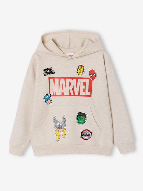 Sweat à capuche garçon Marvel beige chiné 1 - vertbaudet enfant 