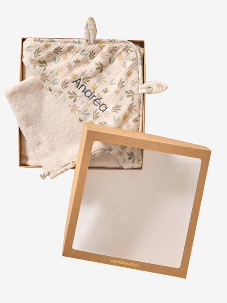 Cape bain gaze de coton personnalisable + gant de toilette BAYOU multicolore 5 - vertbaudet enfant 