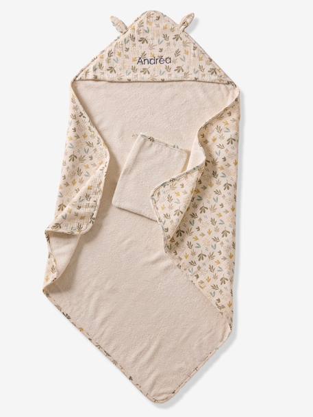 Cape bain gaze de coton personnalisable + gant de toilette BAYOU multicolore 4 - vertbaudet enfant 