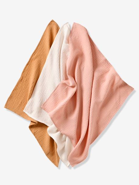 Lot de 3 langes unis en gaze de coton Bio* lot rose 4 - vertbaudet enfant 