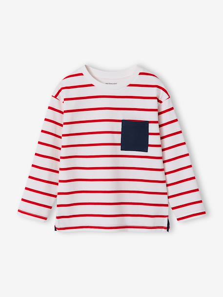 T-shirt rayé garçon personnalisable écru+rouge+vert d'eau 6 - vertbaudet enfant 
