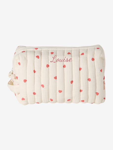 Trousse toilette Mama gaze coton beige imprimé+Mon coeur+Nuages 12 - vertbaudet enfant 