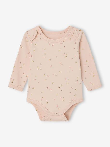 Bodies manches longues bébé fleuris vert sauge 2 - vertbaudet enfant 