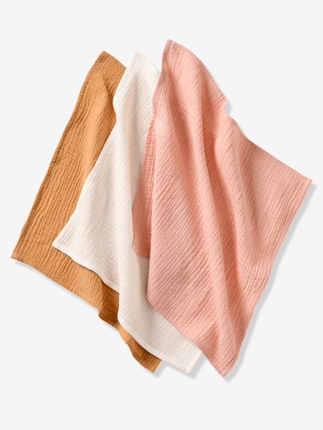 Lot de 3 langes unis en gaze de coton Bio* lot rose 3 - vertbaudet enfant 