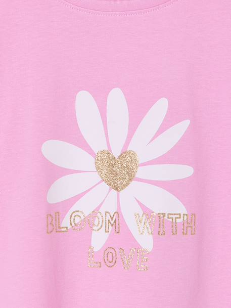 Tee-shirt fille imprimé manches courtes écru+mauve+rose+vert sauge 6 - vertbaudet enfant 