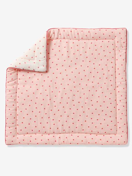 Tapis de sol / Fond de parc gaze de coton MON COEUR rose imprimé 1 - vertbaudet enfant 