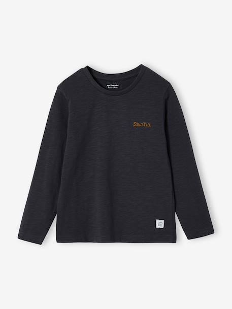 T-shirt garçon unis manches longues personnalisable anthracite+Bleu+jaune+marine+vert+vert sapin 2 - vertbaudet enfant 