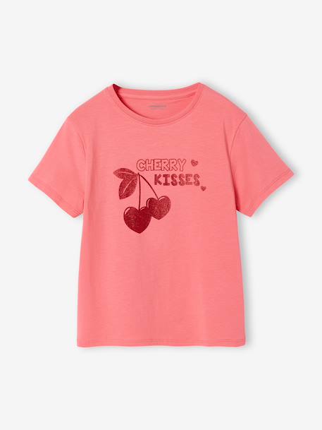 Tee-shirt fille imprimé manches courtes écru+mauve+rose+vert sauge 7 - vertbaudet enfant 