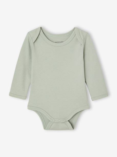 Bodies manches longues bébé fleuris vert sauge 6 - vertbaudet enfant 