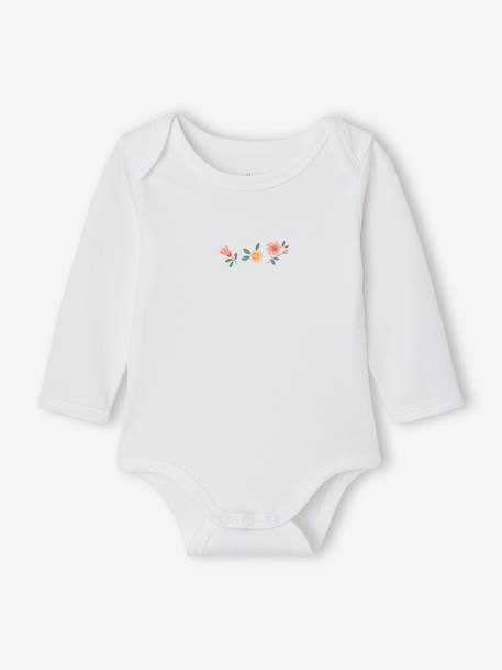 Bodies manches longues bébé fleuris vert sauge 4 - vertbaudet enfant 