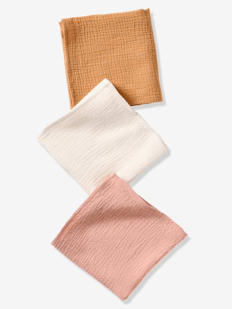 Lot de 3 langes unis en gaze de coton Bio* lot rose 1 - vertbaudet enfant 