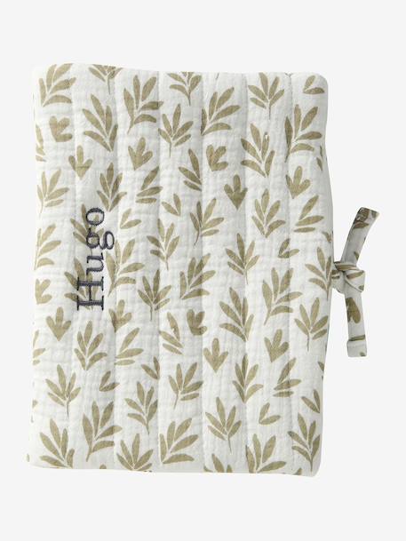 Coffret cadeau naissance 8 pièces : 1 hochet, 1 tapis à langer nomade, 5 lingettes, 1 pochette Babylone+Bayou+blanc imprimé 13 - vertbaudet enfant 