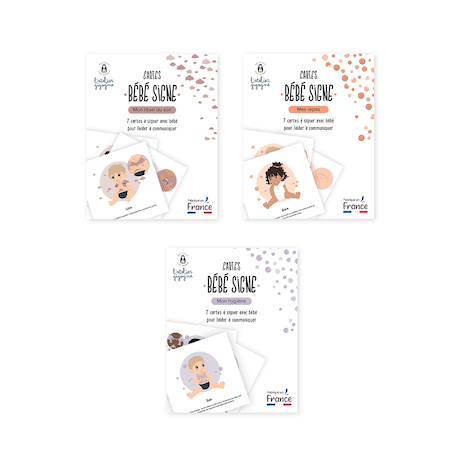 3 pochettes de cartes pour apprendre à signer avec bébé dès 6 mois Le rituel du soir, les repas, l'hygiène 1 - vertbaudet enfant 