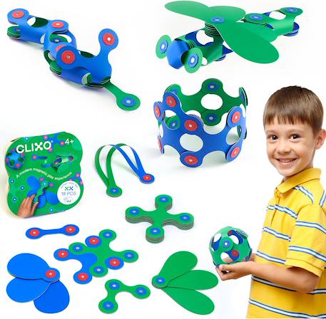 Itsy pack (vert/bleu) clixo - jeu de construction magnétique, flexible, durable et imaginatif –18 pièces - dès 4 ans Bleu 1 - vertbaudet enfant 