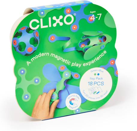 Itsy pack (vert/bleu) clixo - jeu de construction magnétique, flexible, durable et imaginatif –18 pièces - dès 4 ans Bleu 2 - vertbaudet enfant 