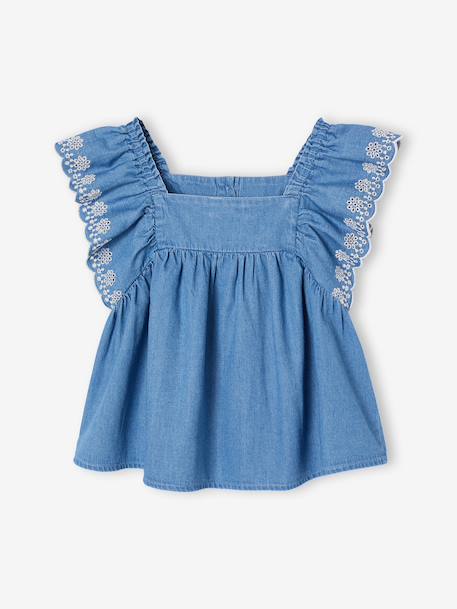Fille-Chemise, blouse, tunique-Blouse fille denim