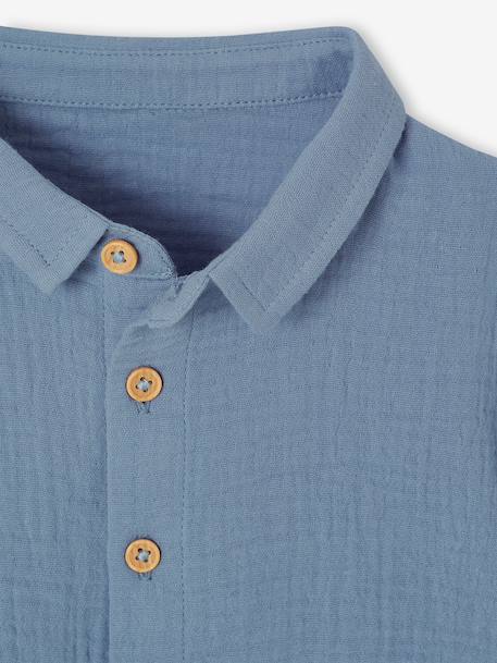 Chemise bébé garçon en gaze de coton bleu jean 4 - vertbaudet enfant 