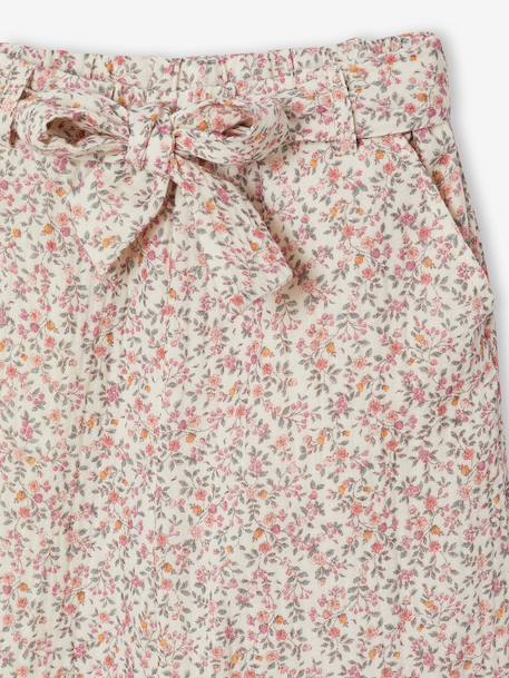 Pantacourt fille volanté gaze de coton blanc imprimé+bleu imprimé 6 - vertbaudet enfant 