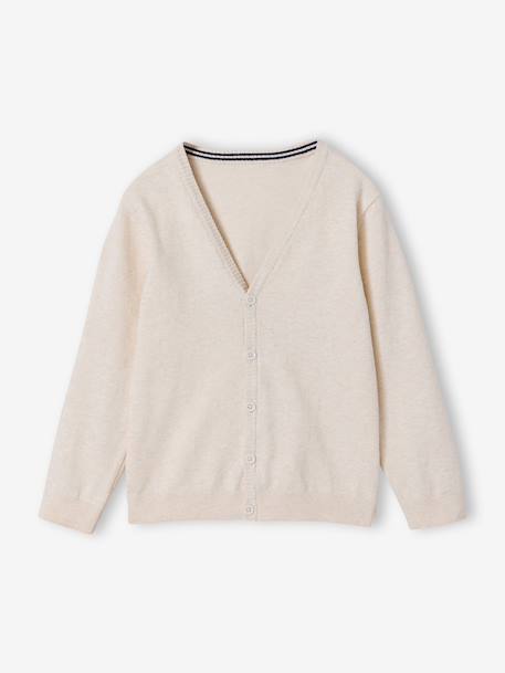 Gilet en maille col V BASICS blanc chiné+gris chiné+marine 1 - vertbaudet enfant 