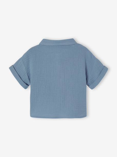 Chemise bébé garçon en gaze de coton bleu jean 3 - vertbaudet enfant 