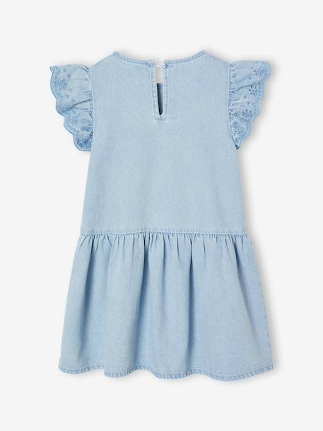 Robe fille denim manches courtes brodées double stone 2 - vertbaudet enfant 