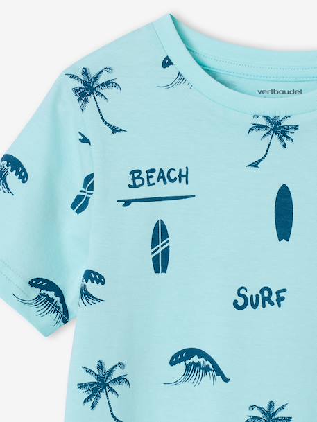 T-shirt garçon imprimé blanc chiné+bleu jean+lichen+menthe 13 - vertbaudet enfant 
