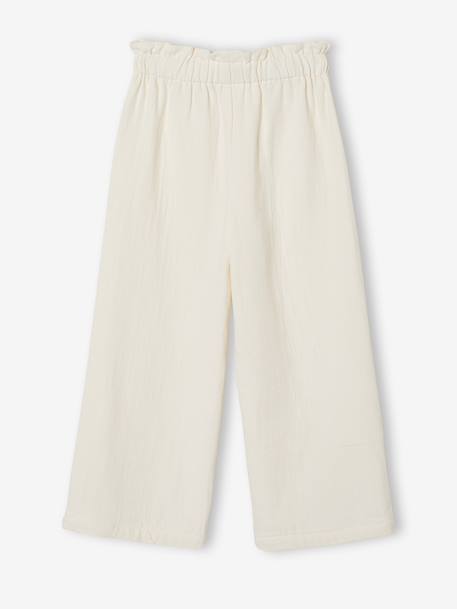 Pantalon fille large en gaze de  coton écru 2 - vertbaudet enfant 