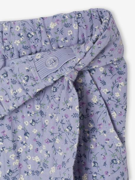Pantacourt fille volanté gaze de coton blanc imprimé+bleu imprimé 12 - vertbaudet enfant 