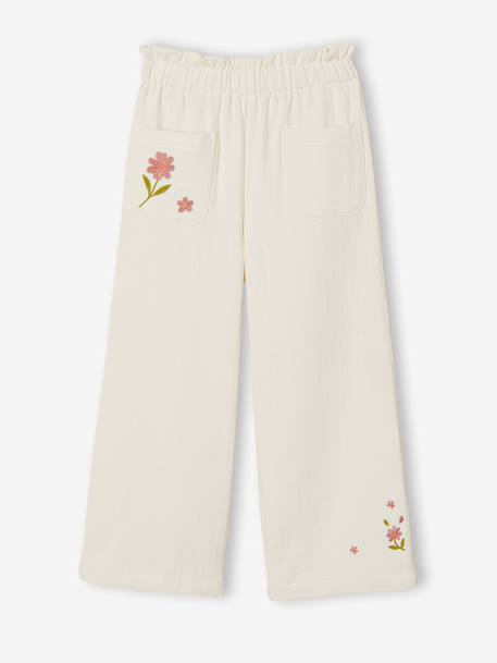 Pantalon fille large en gaze de  coton écru 1 - vertbaudet enfant 