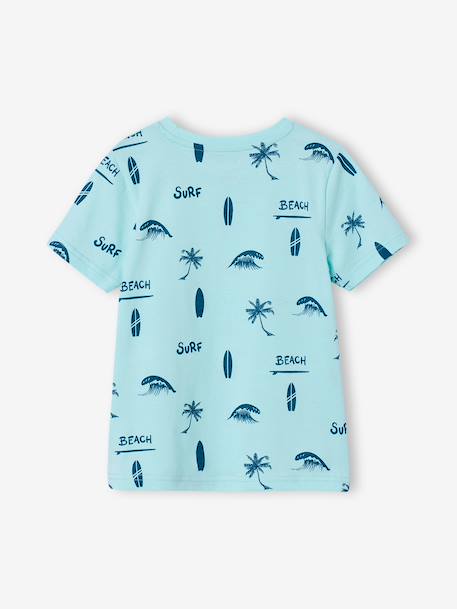 T-shirt garçon imprimé blanc chiné+bleu jean+lichen+menthe 12 - vertbaudet enfant 
