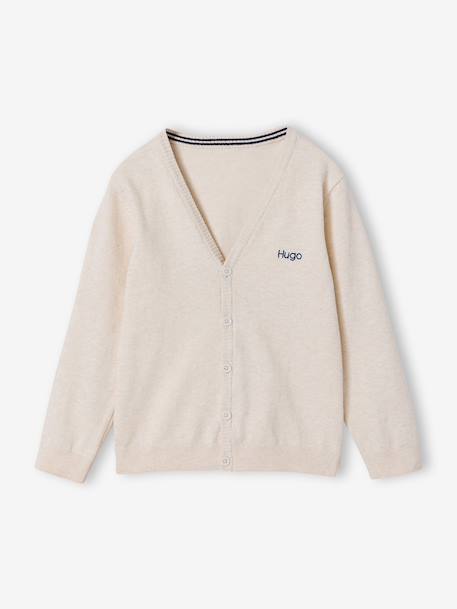 Gilet en maille col V BASICS blanc chiné+gris chiné+marine 2 - vertbaudet enfant 