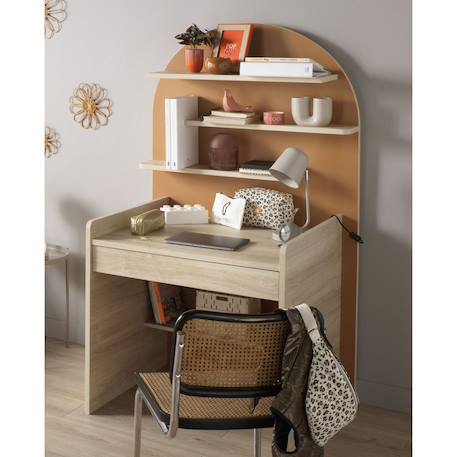 Bureau enfant - décor bois chêne sépia forme arche Caramel/marron+Marron+Rouge/marron+Vert/marron 4 - vertbaudet enfant 
