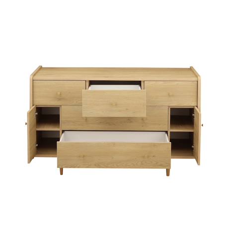 Commode 5 tiroirs et 2 portes pieds bois et poignées métal - my love Marron 3 - vertbaudet enfant 