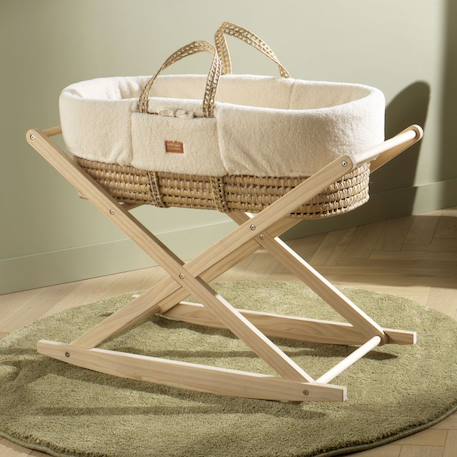 Support pour couffin bébé en bois de pin naturel - basculant ou fixe - petit mobilier Marron 4 - vertbaudet enfant 