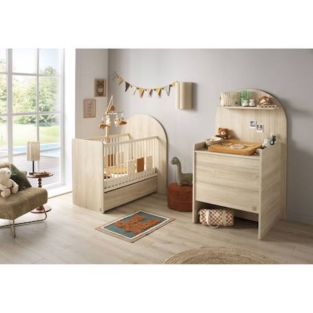 Lit bébé évolutif 120x60 en 90x190- tête de lit arche - arche Caramel/marron+Marron+Rouge/marron+Vert/marron 12 - vertbaudet enfant 