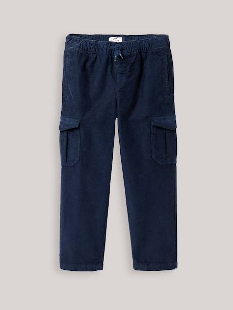 Cargo en velours garçon Marine+Taupe 1 - vertbaudet enfant 