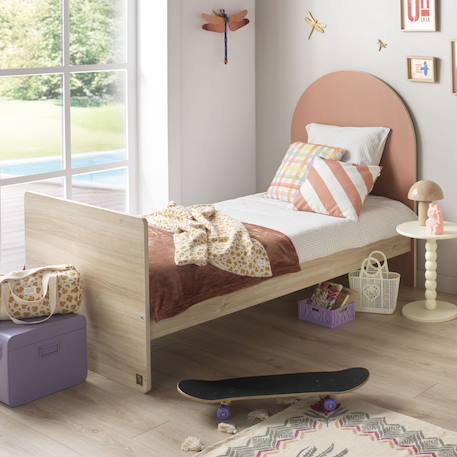 Lit junior 90x190 -  tête de lit forme arche - arche Caramel/marron+Marron+Rouge/marron+Vert/marron 15 - vertbaudet enfant 